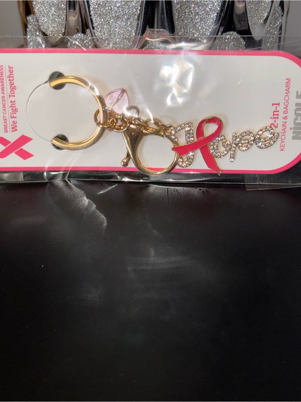 🌸 Nicole 2-in-1 Breast Cancer Awareness "Hope" Keychain & Bag Charm ✨